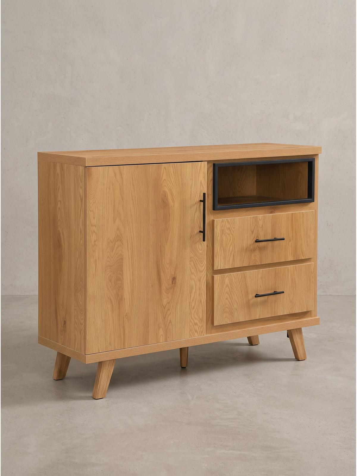 SIDEBOARD BASSANO, MDF, in Eichenoptik, mit Stauraum, 116 x 40 x 95 cm - Hellbraun/Braun, Eichenholz/Holzwerkstoff (116/95/40cm) - KADIMA DESIGN