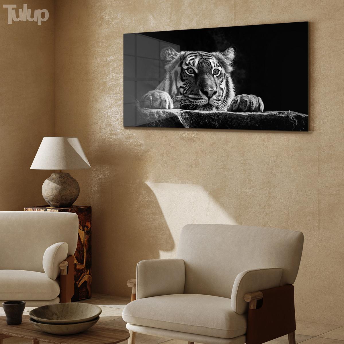GLASBILD 140x70 cm Wildes Tier - Schwarz, Glas (140/70cm) - TULUP