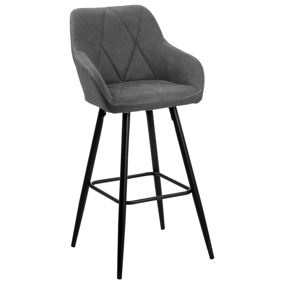 BARSTUHL 2er-Set Polsterbezug Grau Darien - Dunkelgrau/Schwarz, Textil/Metall (44/104/41cm) - Beliani