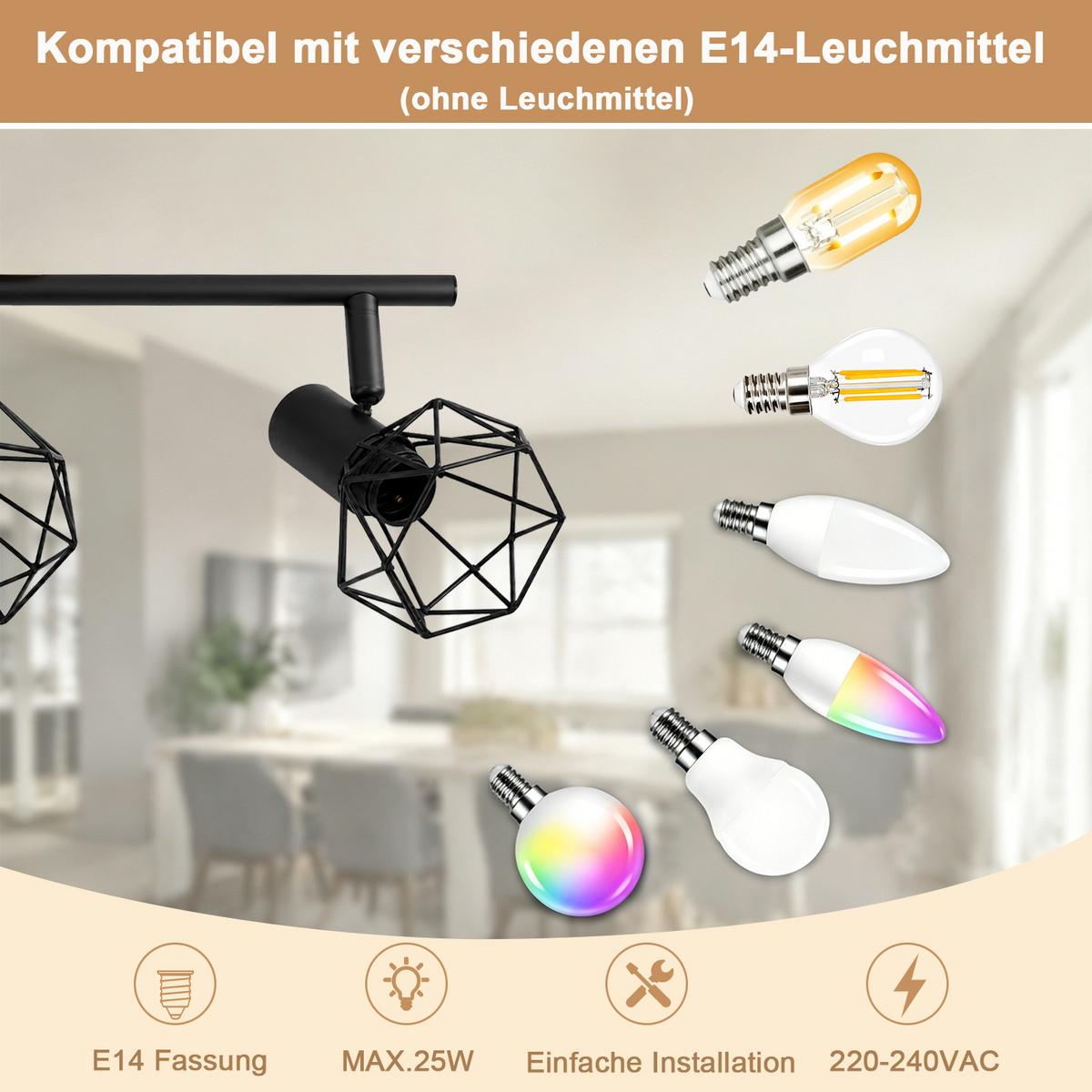 DECKENSTRAHLER Evvin 70/9.2/15.5 cm - Schwarz/Braun, Holz/Metall (70/9.2/15.5cm) - ZMH