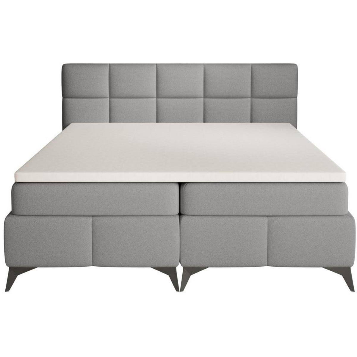 BOXBETT Solido mit Bettkasten 180x200 cm grau - Schwarz/Grau, Textil/Metall (180/200cm) - Beautysofa