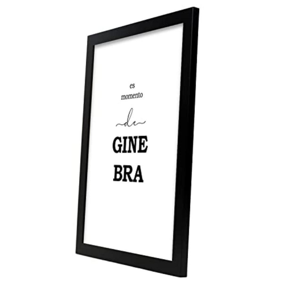 POSTER Set mit 4 Gin TypografieStil A3 Schwarzer Rahmen - Schwarz, Papier (29.7/3cm) - Nacnic
