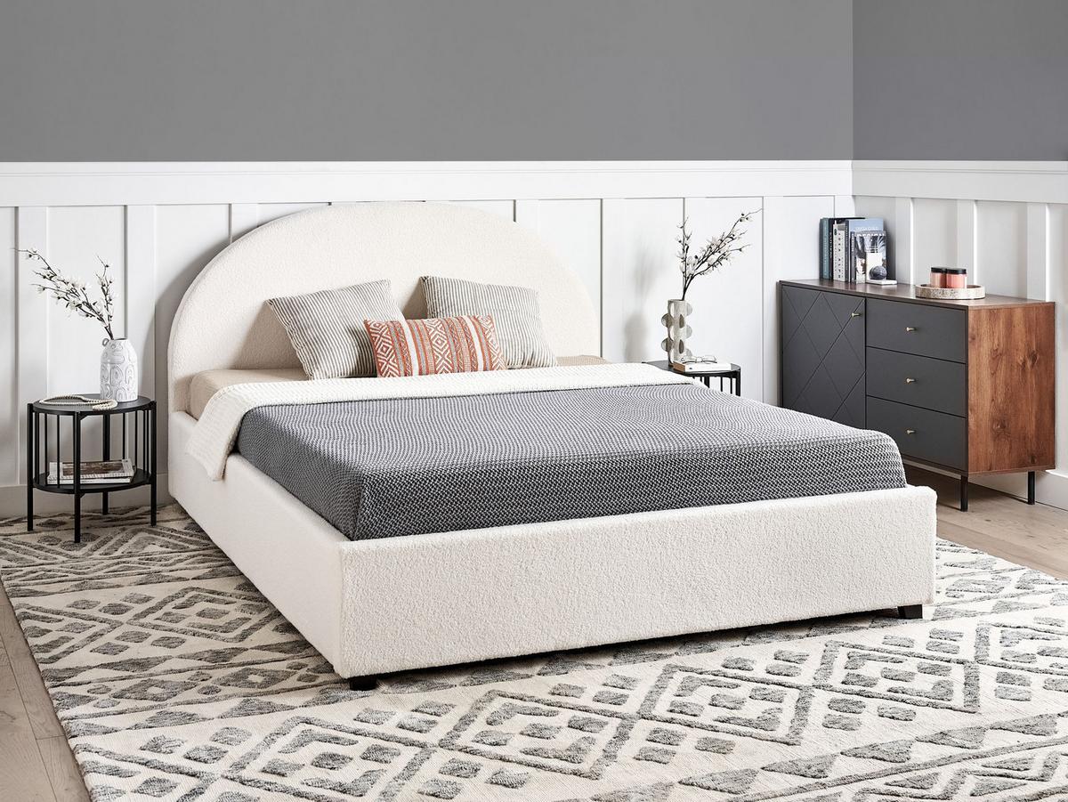 BETT mit Stauraum 160/200 cm Cremeweiß Vaucluse - Weiß, Textil (160/200cm) - Beliani