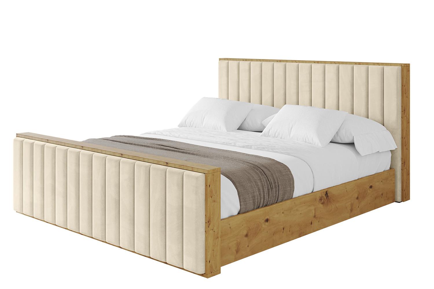 POLSTERBETT mit Bettkasten, Fußteil und Lattenrost, Boxbett ohne Matratze - ENZO4-Z 180x200 Beige - Ecru, Holzwerkstoff/Textil (180/200cm) - ALTDECOR