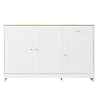 SIDEBOARD mdf in weiß & natur, 3 türen, 1 schublade & verstellbare böden - Weiß, Holzwerkstoff (120/75/40cm) - Urban Meuble