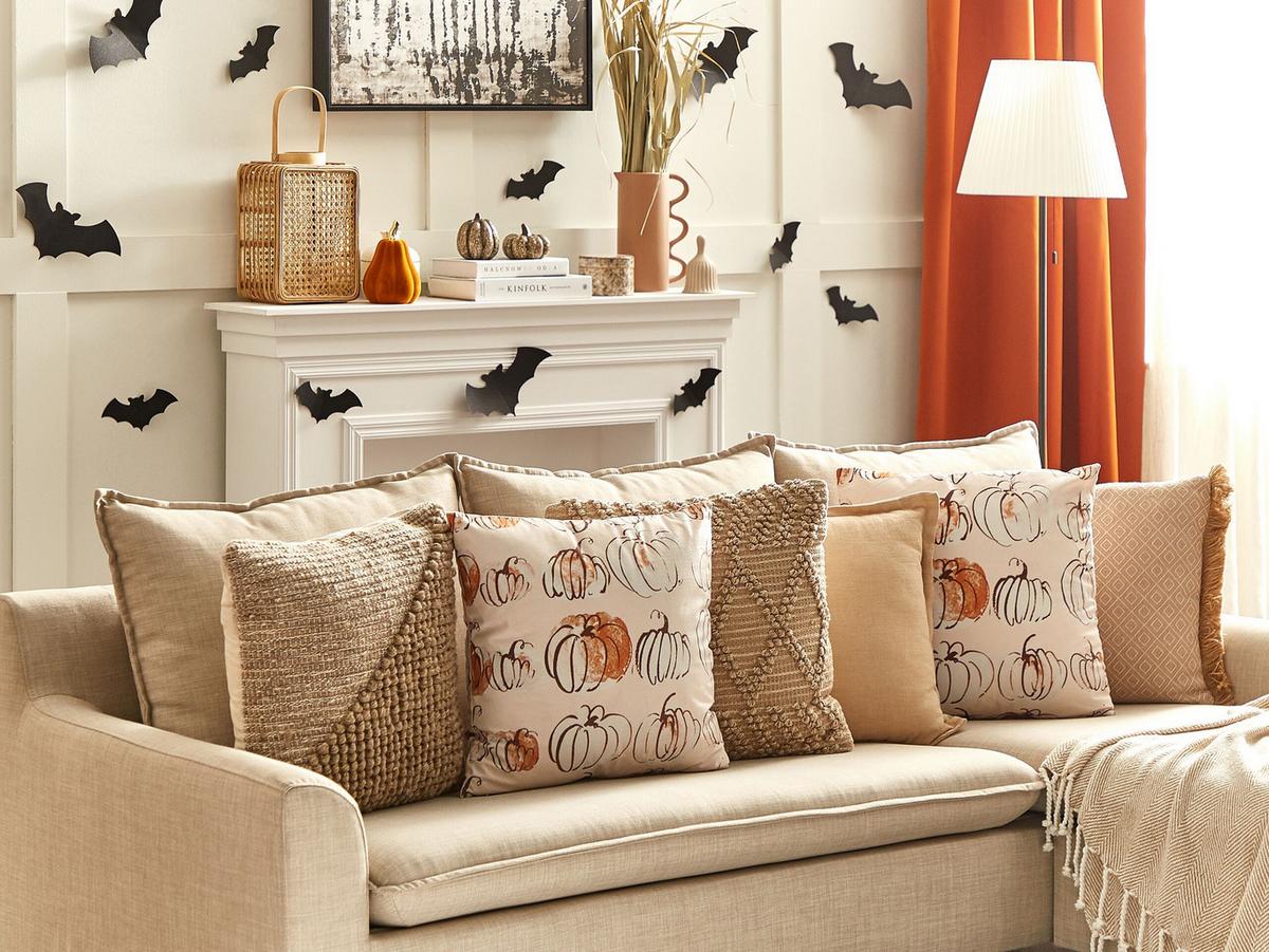 DEKOKISSEN Beige 45/45 cm Cucurbita - Beige, Textil (45/45cm) - Beliani