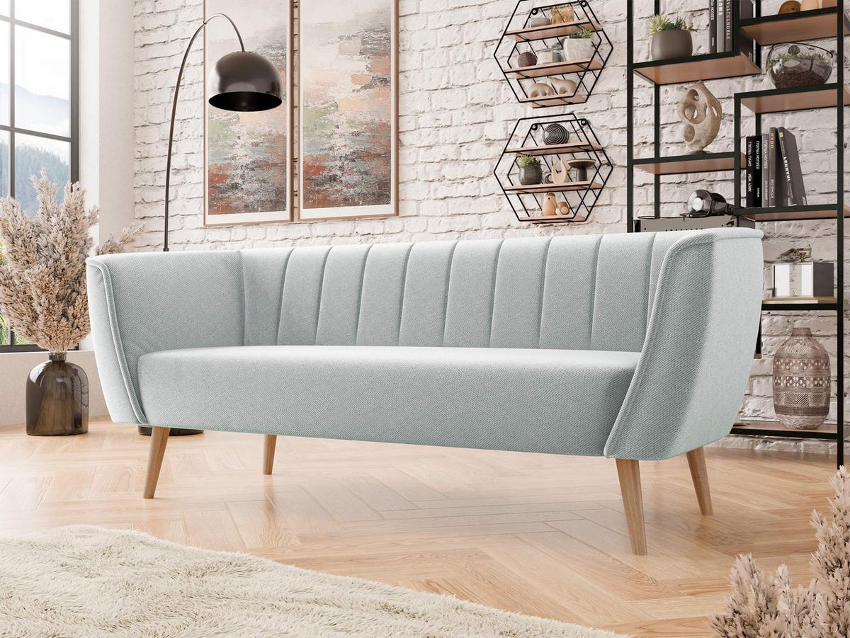 SOFA Pas 3 - Hellgrau/Naturfarben, Holz/Textil (182/75/74cm) - MIRJAN24