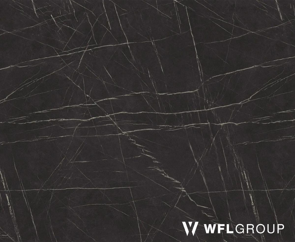 ESSTISCH Naro rund ausziehbar mit Goldem Lamellen-Metallgestell, Marmor Schwarz 120-200/120/76 cm - Anthrazit/Goldfarben, Holzwerkstoff/Metall (100/200/76cm) - WFL GROUP