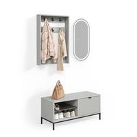GARDEROBE Aterno Grau Set, 3 Teile - Grau, Holzwerkstoff (100/45/40cm) - Livinity®