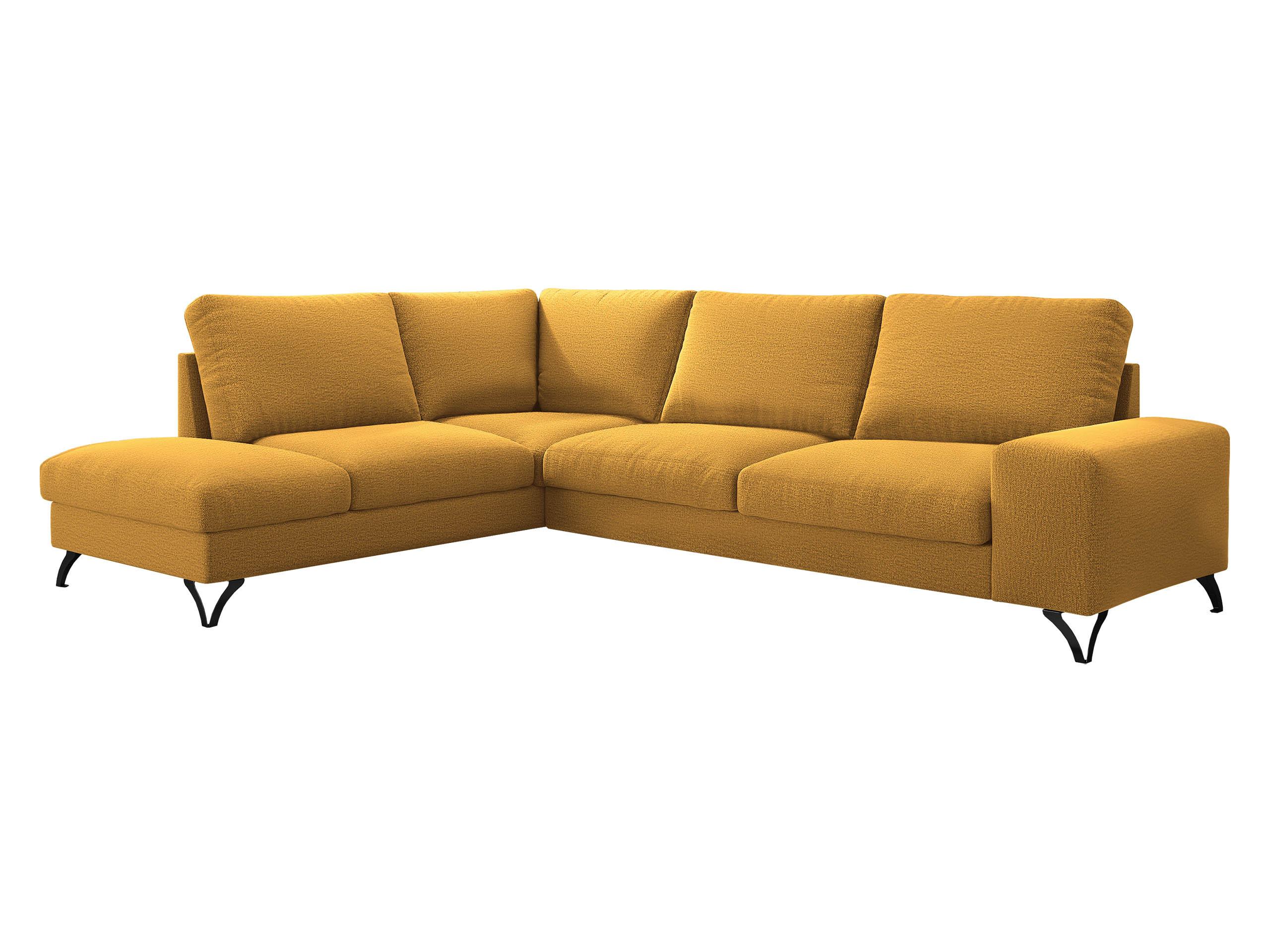 ECKSOFA Flavio Bis, Seite: Links - L3F+L2F+R4 - Gelb/Schwarz, Holz/Textil (285/214cm) - MIRJAN24