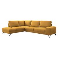 ECKSOFA Flavio Bis, Seite: Links - L3F+L2F+R4 - Gelb/Schwarz, Holz/Textil (285/214cm) - MIRJAN24