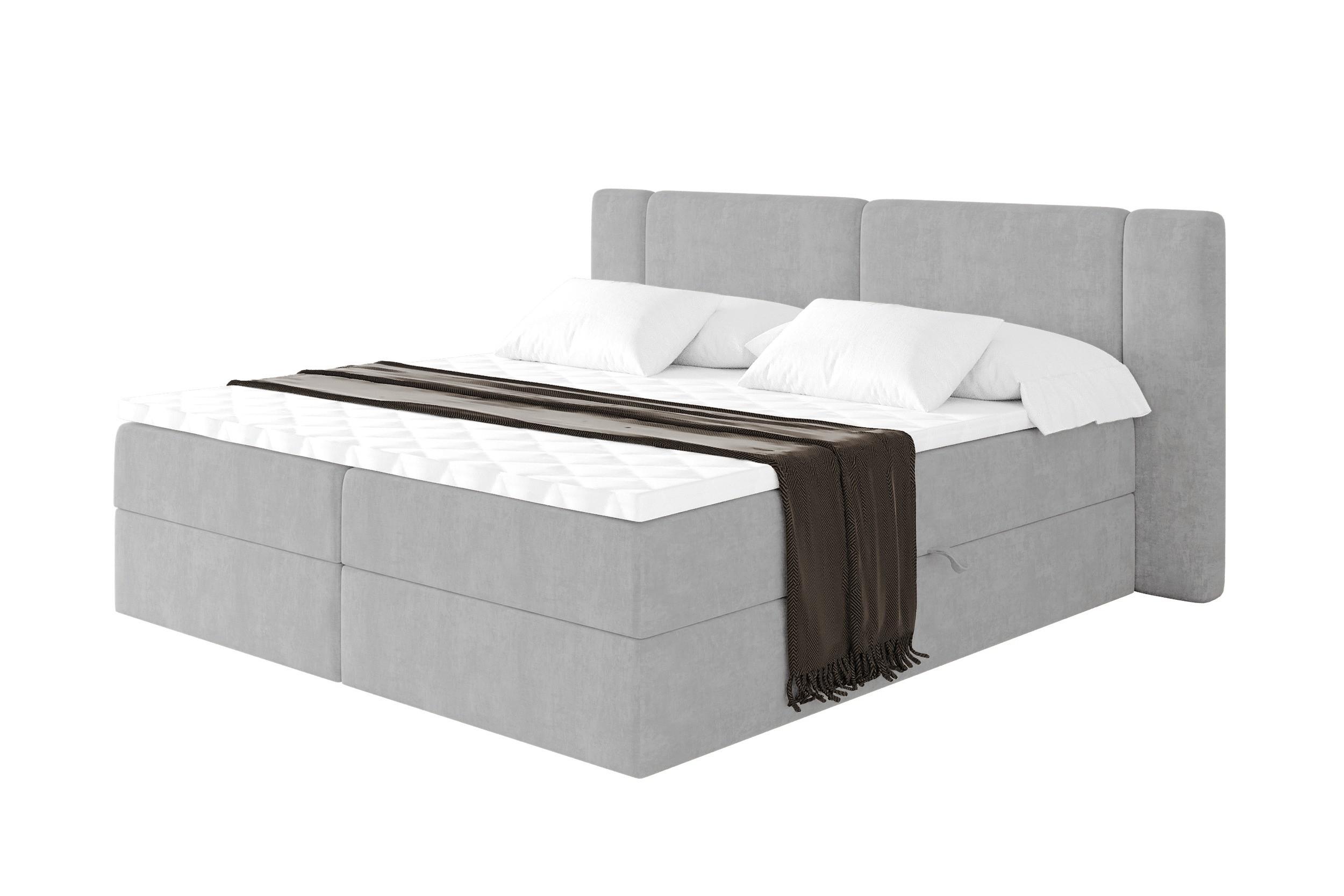 BOXBETT mit Matratze H3 - EVON - 180x200 cm Grau - Greige, Holzwerkstoff (180/200cm) - ALTDECOR