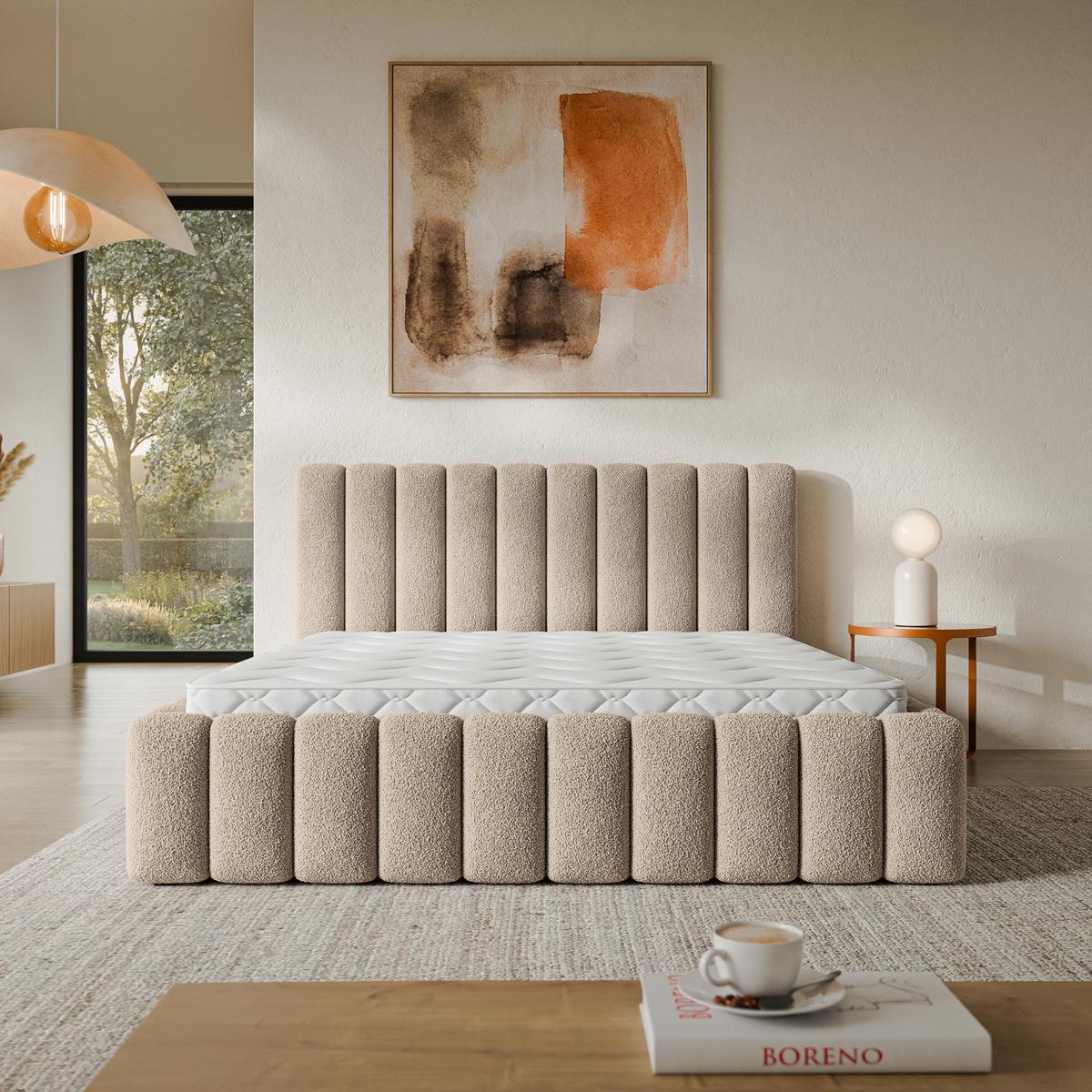POLSTERBETT TEBA 200x200 cm mit Bettkästen - Beige - Beige, Holz (200/200cm) - MASSENO