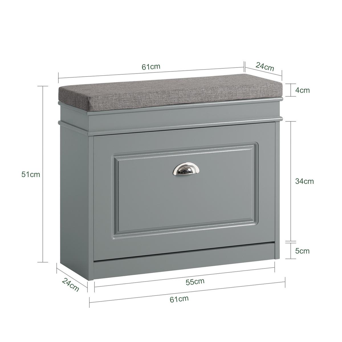 SCHUHBANK Grau - Grau, Holzwerkstoff (60/51/24cm) - SoBuy