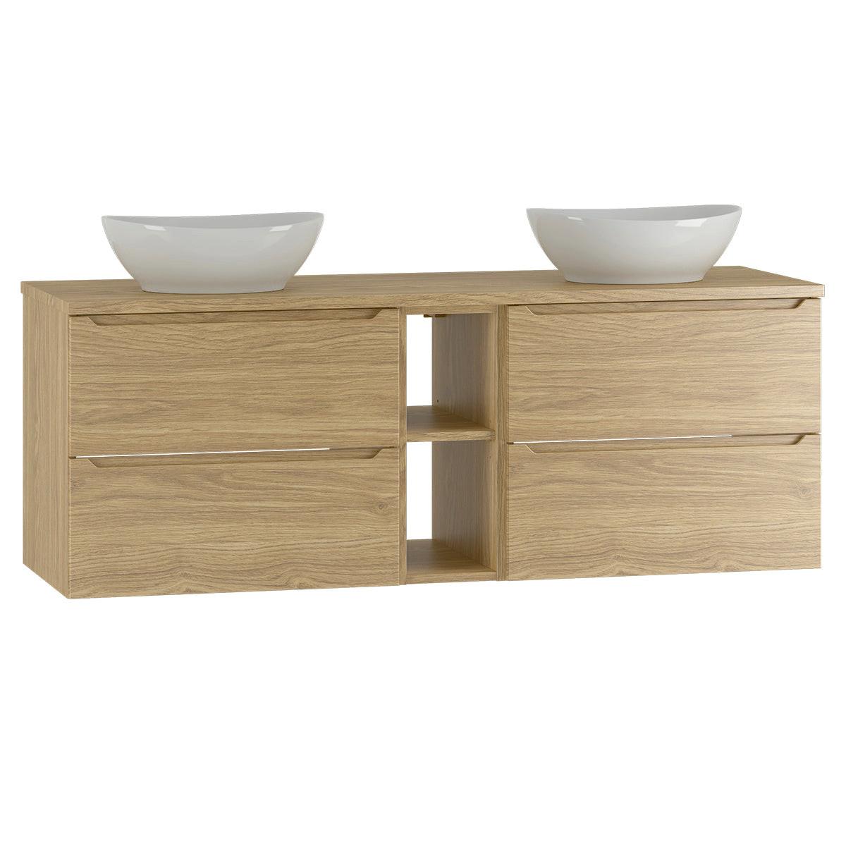 DOPPELWASCHTISCH 140.6cm Viggo Holz - Braun, Holzwerkstoff (140.6/52.2/46.5cm) - Petits-meubles