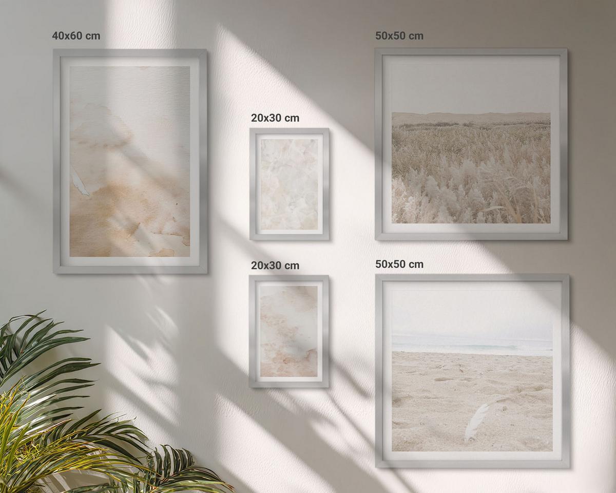 BILDER SET 5er Set - 50x50 cm & 20x30 cm & 40x60 cm Silberner Rahmen - Modische Pastelltexturen - Silberfarben, Kunststoff (40/60cm) - TULUP