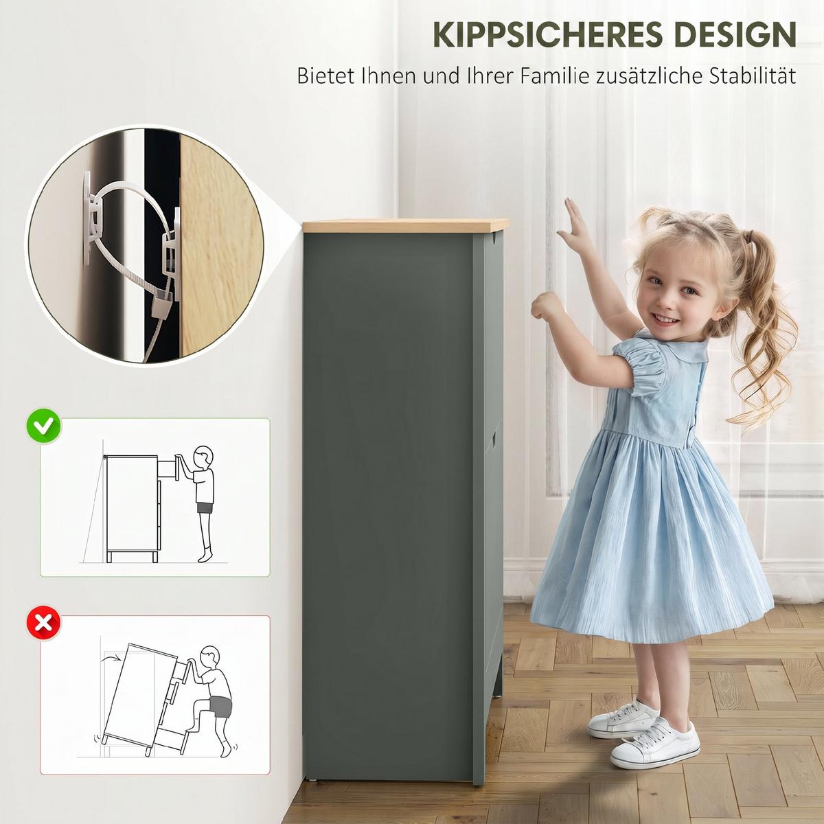 SCHUHSCHRANK Spanplatte Hellgrau - Dunkelgrau/Hellgrau, Holzwerkstoff/Kunststoff (26/80/72cm) - HOMCOM