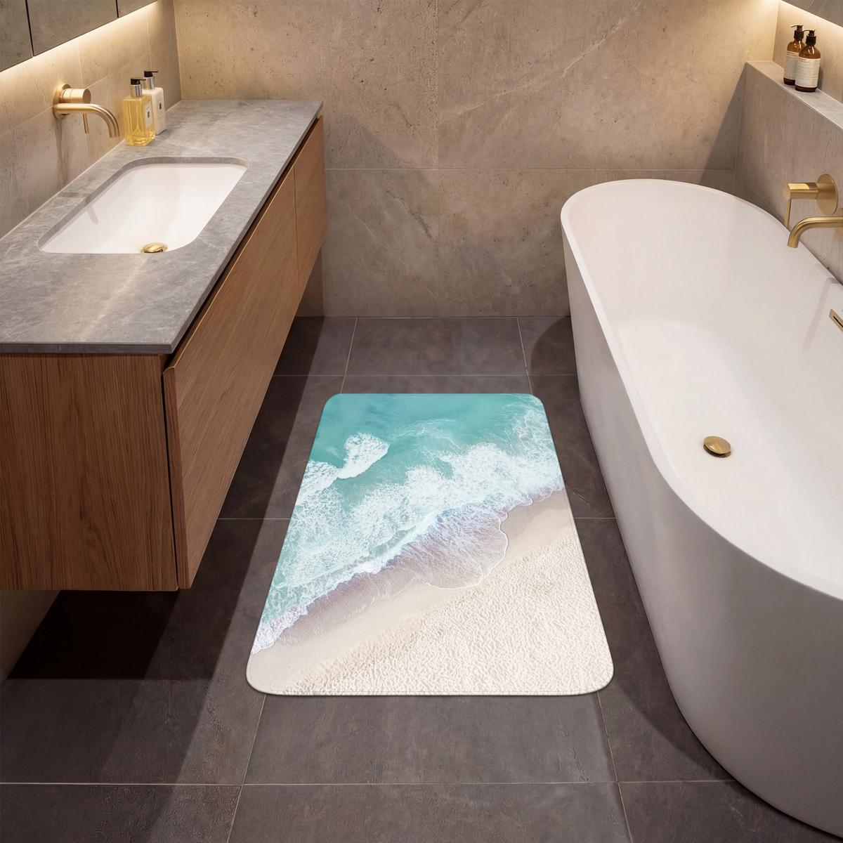 BADEMATTE Strand - Meer - Natur - Sommer 60x90 cm - Türkis, Textil (60/90cm) - OnlyWow