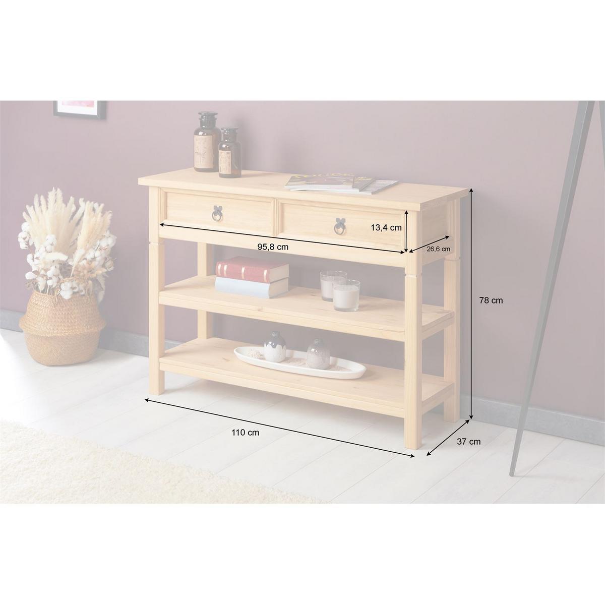 KONSOLENTISCH TEQUILA - Kieferfarben, Holz (37/110/78cm) - IDIMEX