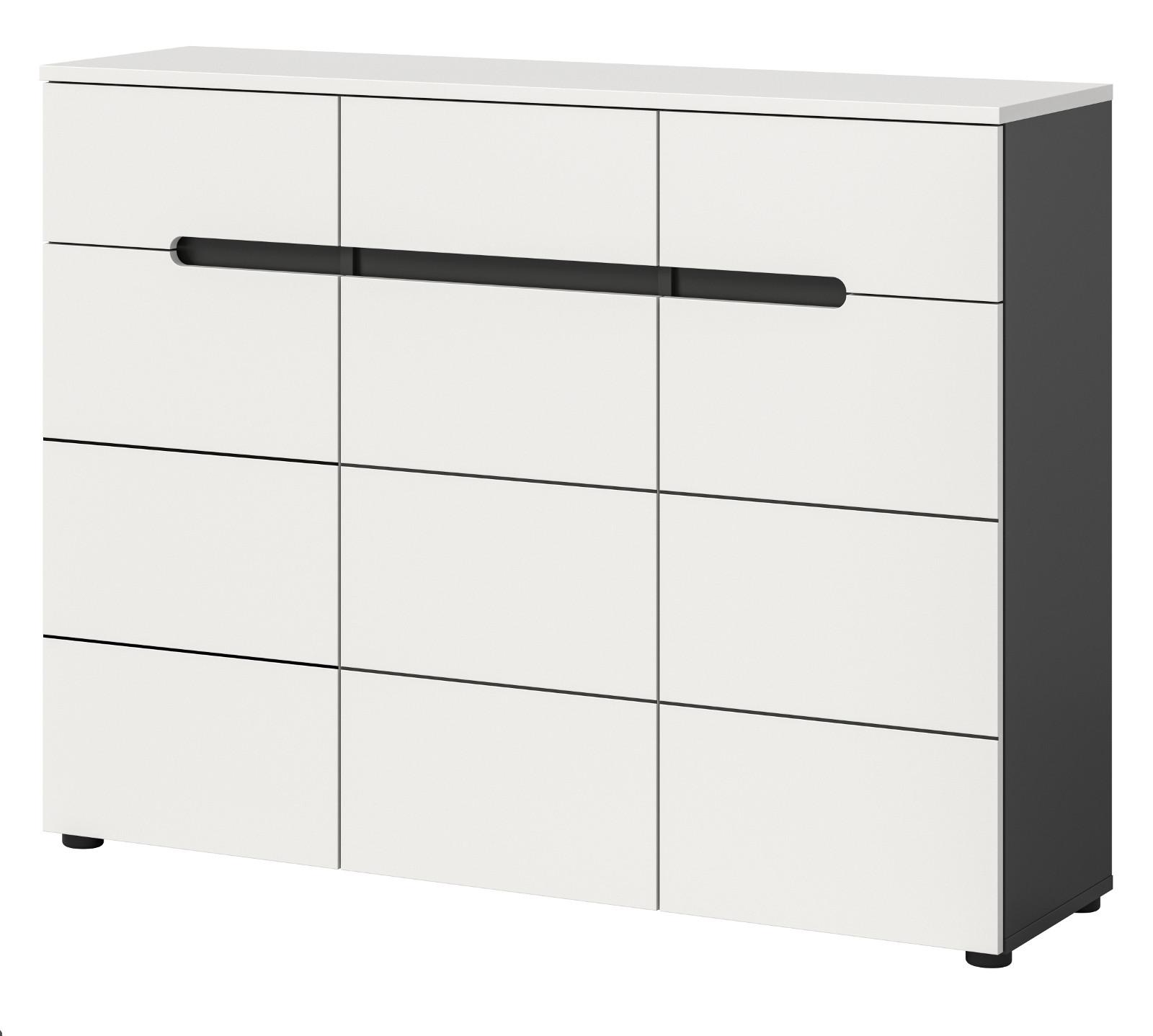 SCHUHKOMMODE weiß, grau, Flurkommode 120 x 94 cm mit Soft-Close, Cooper - Schwarz/Weiß, Holzwerkstoff/Kunststoff (120/94/37cm) - Inn.Furn