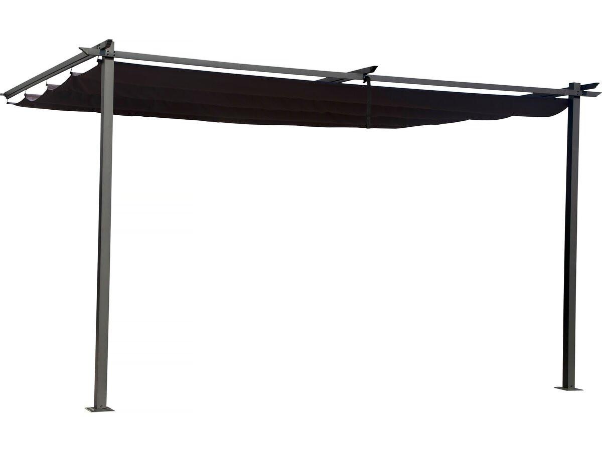 PERGOLA - MARKISE pergola adossée en métal avec toit rétractable - 3 x 4 m - gris anthracite Grau - Grau, Metall (290/231/395cm) - Habitat Garten