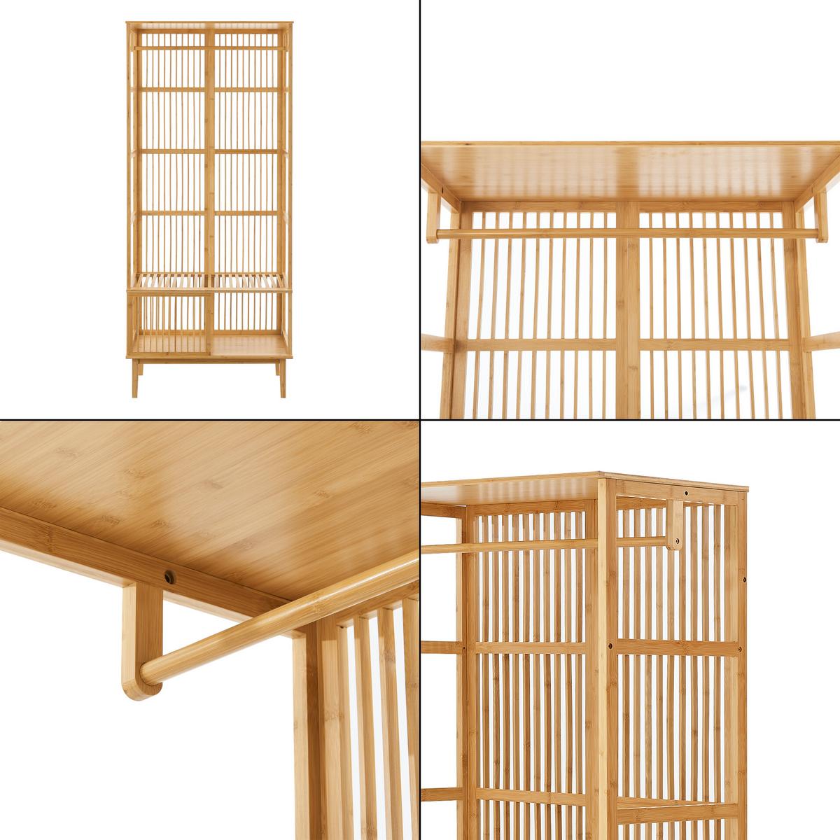GARDEROBENSTÄNDER Vemb - Naturfarben, Holz (80/185/45cm) - [en.casa]