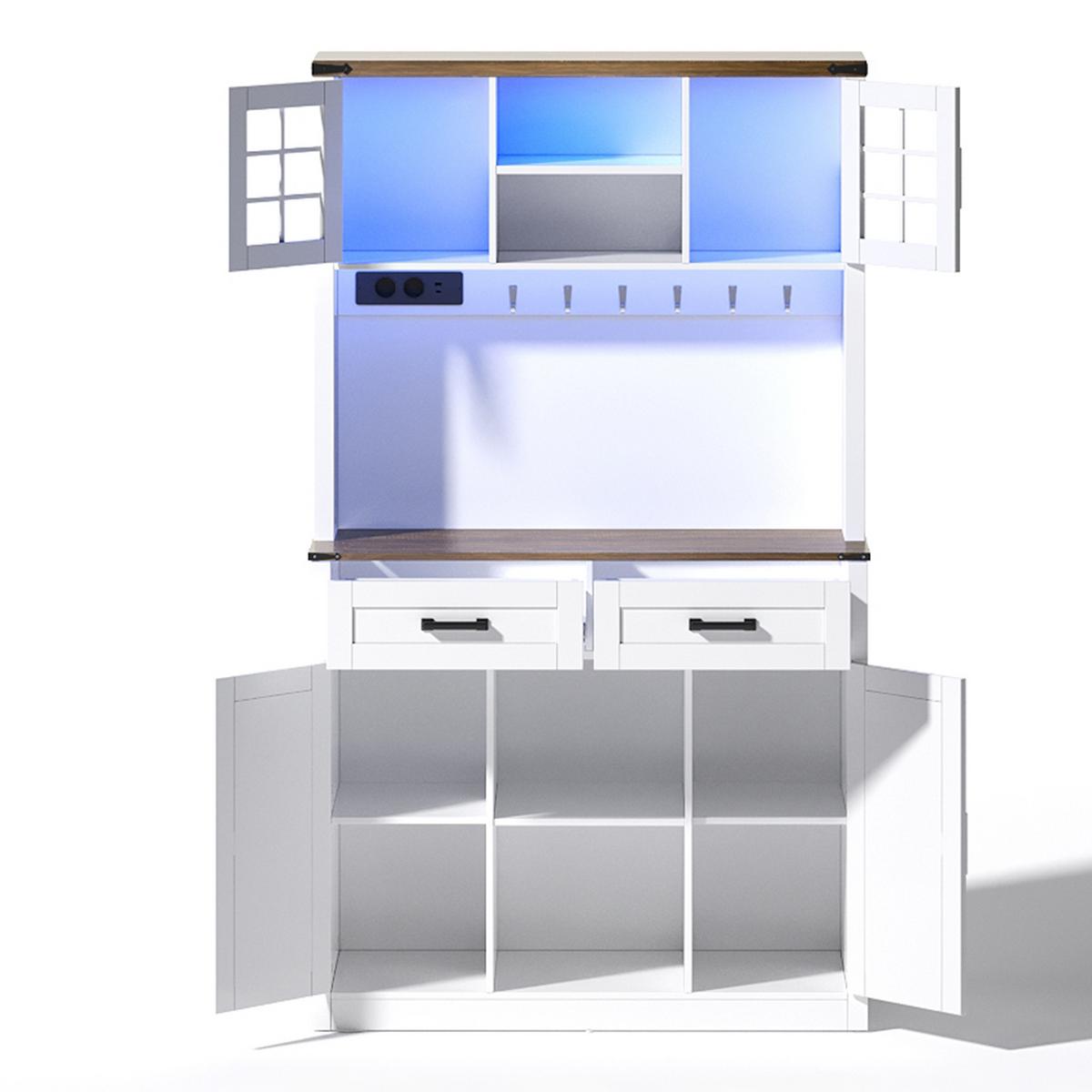HIGHBOARD Barschrank & Küchenbuffet 100 cm in Weiß/Eiche - Weiß, Holzwerkstoff (100/172/40cm) - Urban Meuble