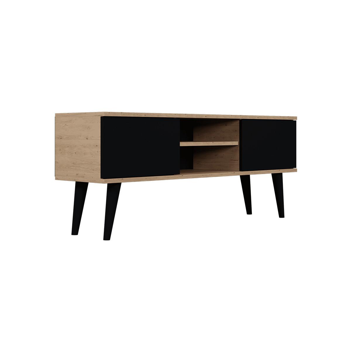 TV-MÖBEL Toronto Schwarz und Holz - Schwarz/Braun, Holzwerkstoff (120/35/55cm) - Petits-meubles