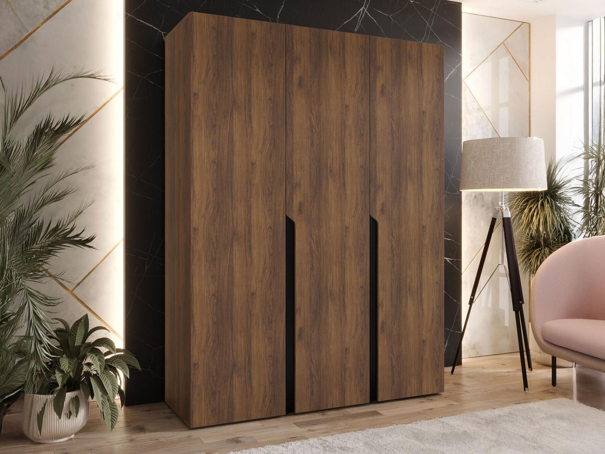 DREHTÜRENSCHRANK Mila I 150 - Nussbaumfarben/Schwarz, Holzwerkstoff/Kunststoff (150/202/52cm) - MIRJAN24