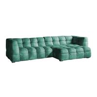 ECKSOFA RIO Petrol Velvet - Petrol/Schwarz, Textil (319/170cm) - KAWOLA