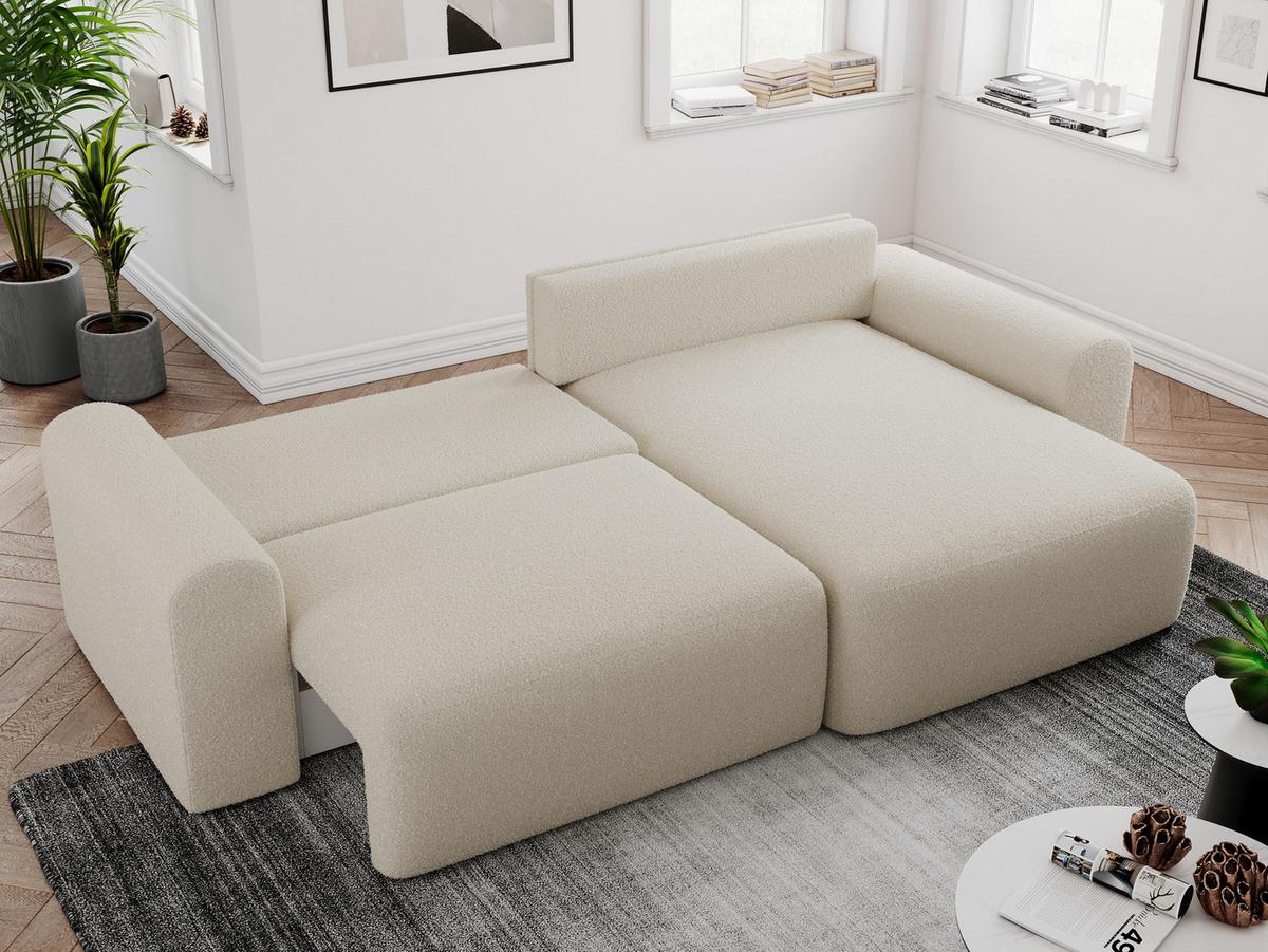 ECKSOFA NELSON Beige Boucle - Beige/Schwarz, Kunststoff/Textil (274/152cm) - MKS