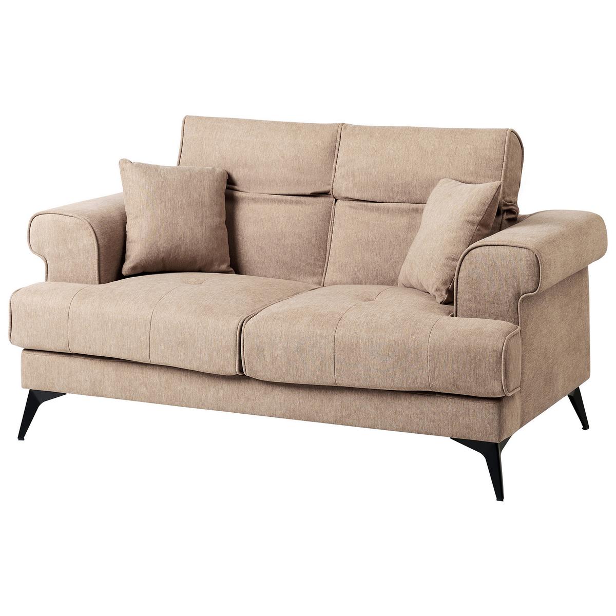2-SITZER-SOFA Stoff Hellbraun Skive - Hellbraun, Textil (160/88/85cm) - Beliani