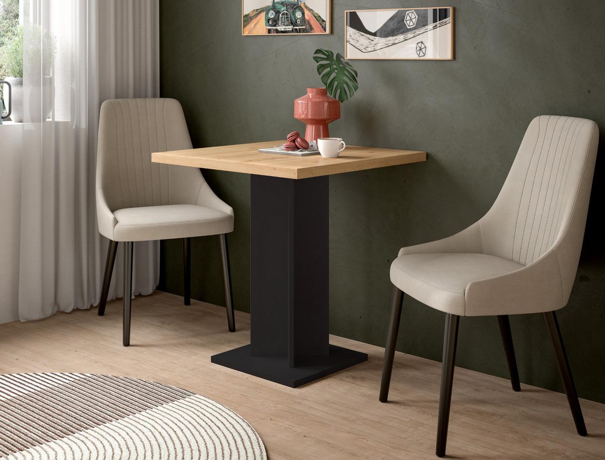 ESSTISCH Eiche Artisan, schwarz 70 x 70 cm, Küchentisch quadratisch - Schwarz/Eiche Artisan, Holzwerkstoff (70/70/76cm) - Inn.Furn