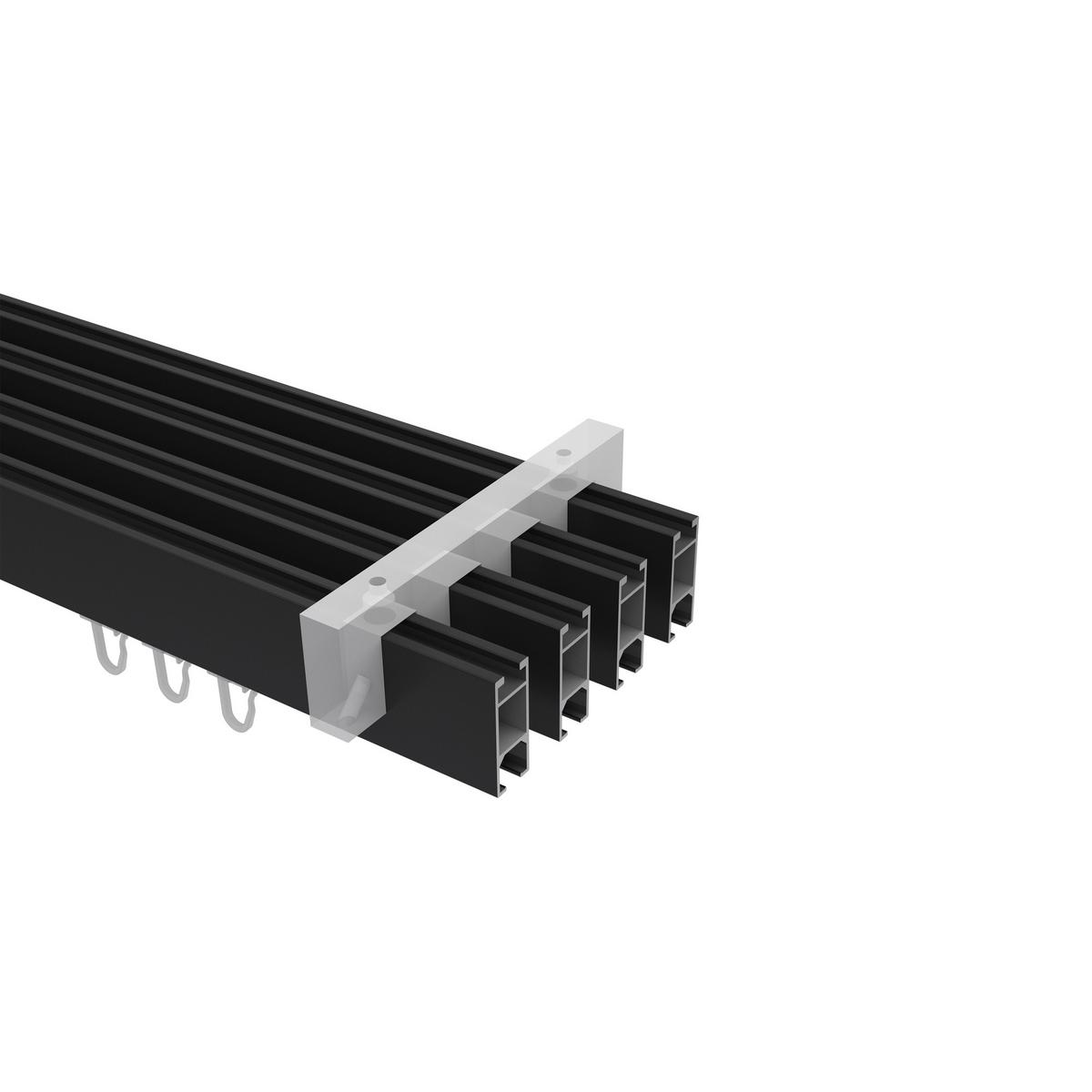 GARDINENSTANGE INNENLAUF Smartline Lox 180 cm, 4-läufig, 14x35 mm Schwarz - Schwarz, Metall (180cm) - INTERDECO