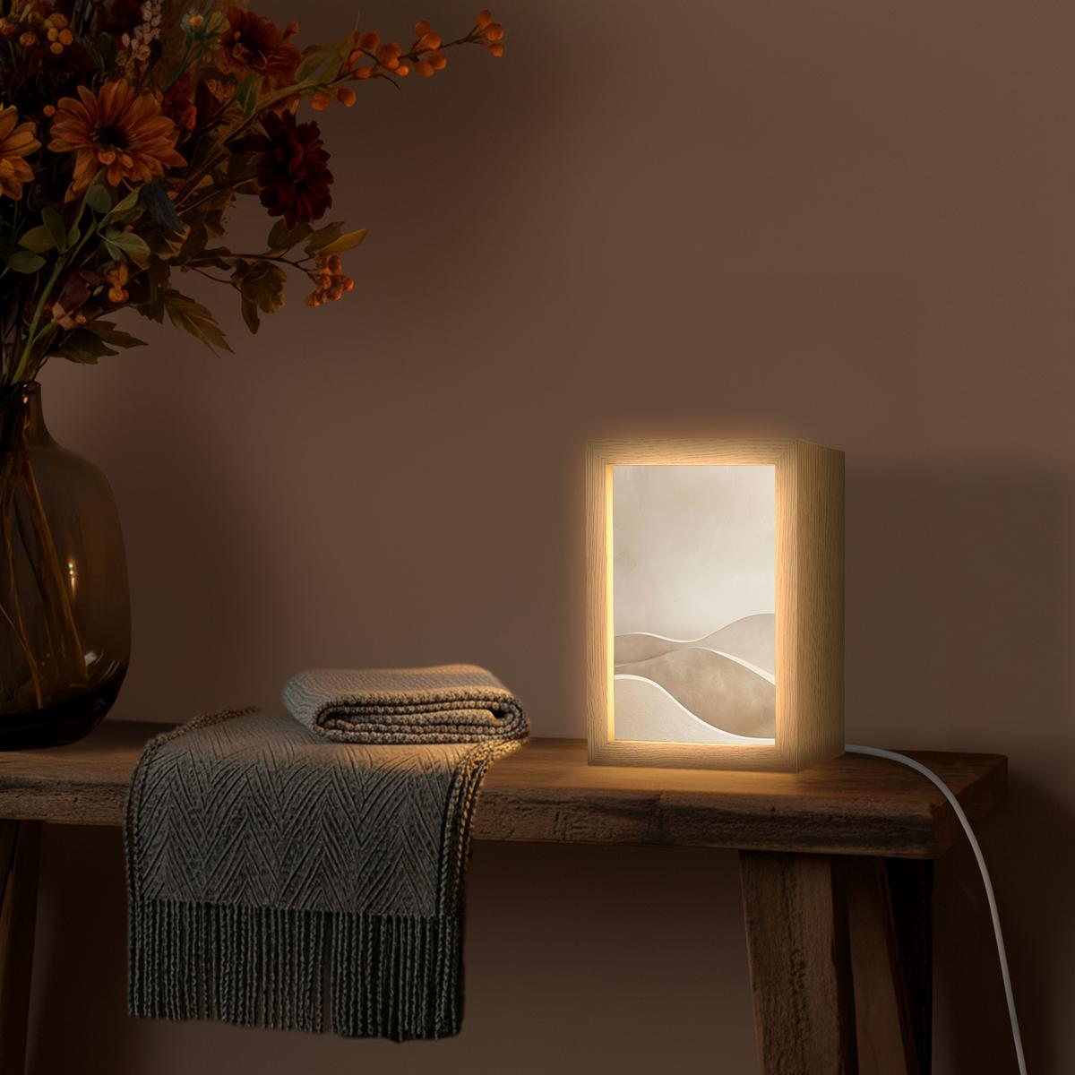 TISCHLEUCHTE Beige - Natur - Abstrakt - Modern 15x20 cm - Champagner, Holzwerkstoff (8/15/20cm) - OnlyWow