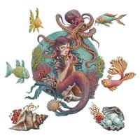 WANDAUFKLEBER 100x112cm - Unterwasser-Meerjungfrauen - Multicolor, Kunststoff (100/112/0.1cm) - Wallfluent