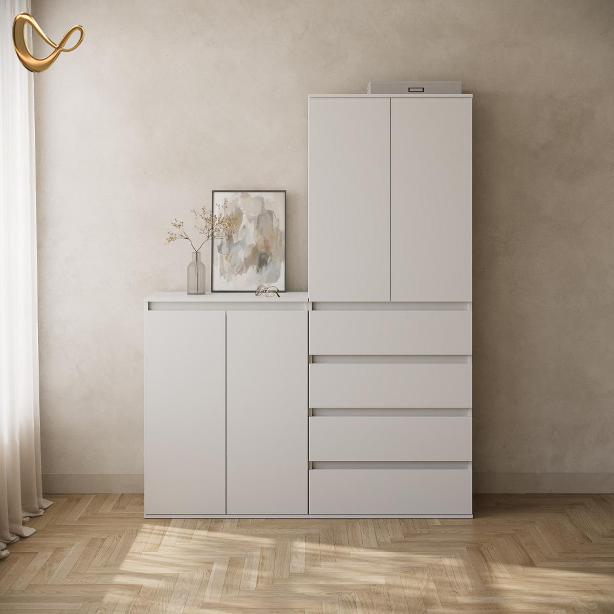 KOMMODE Garda Weiß mit 2 Türen - Weiß, Holzwerkstoff (74/99.6/40cm) - Livinity®