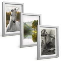 BILDER SET 3er Set - 20x30 cm Silberner Rahmen - Natur des Flusses White Horses - Silberfarben, Kunststoff (20/30cm) - TULUP