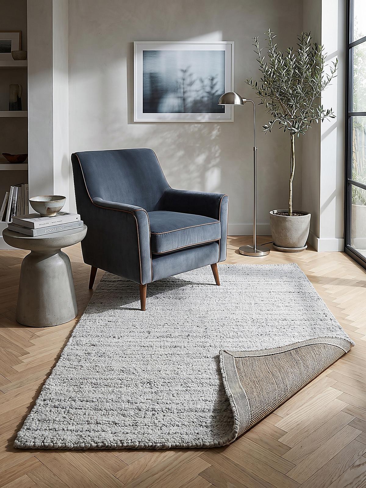 KURZFLORTEPPICH handgewebt GLAVEN, Bouclé-Struktur, Hellgrau, 120 x 170 cm - Grau, Textil (120/170cm) - KADIMA DESIGN