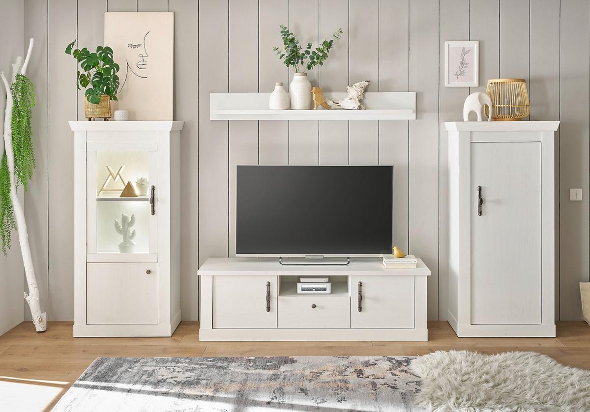 WANDBOARD weiß Pinie, Landhaus, Wandregal 150 cm - Weiß, Holzwerkstoff (150/20/20cm) - Furn.Design