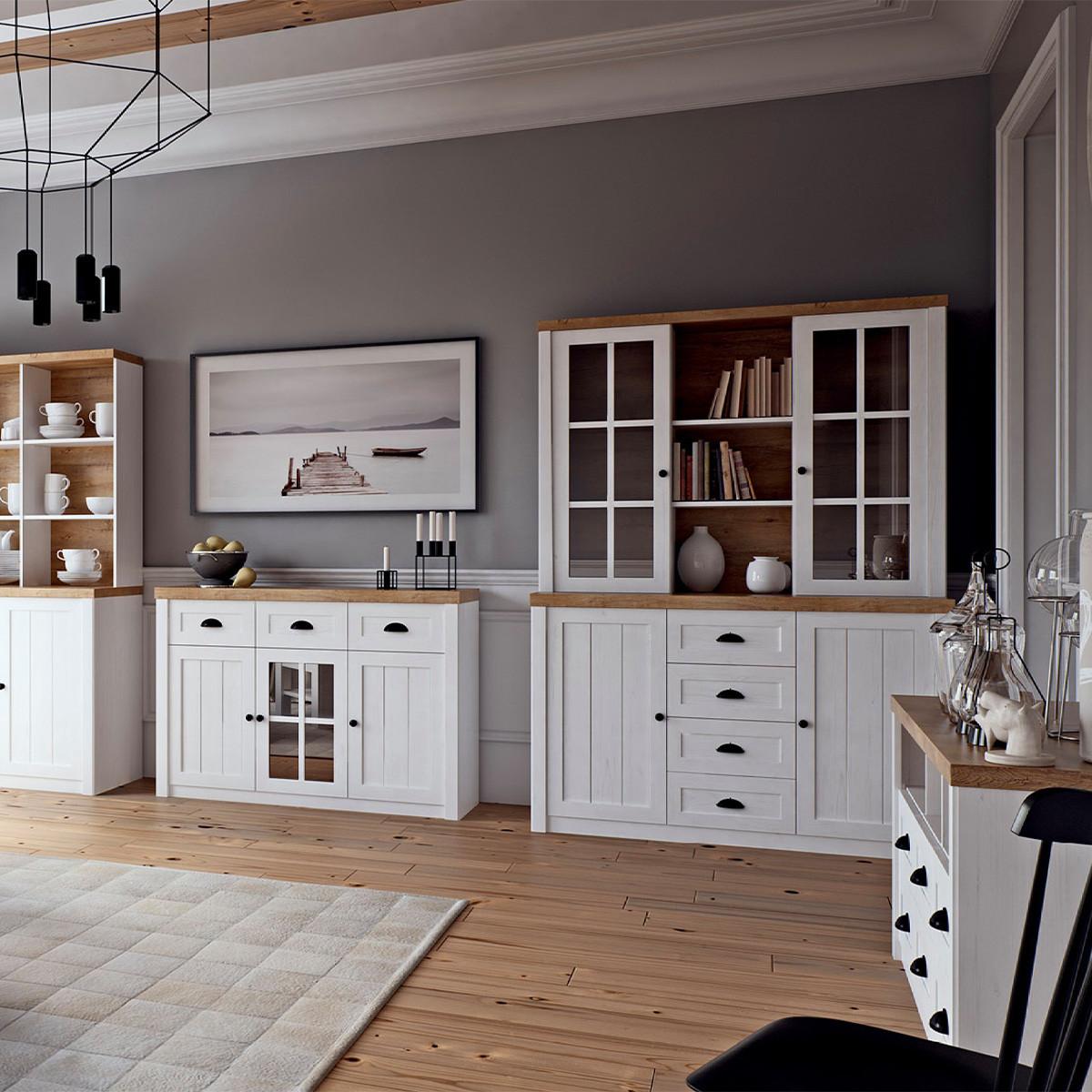 SIDEBOARD Léandre Weiß und Holz - Weiß, Holzwerkstoff (130.2/68.1/43.3cm) - Petits-meubles