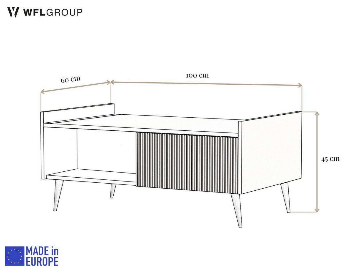 COUCHTISCH Arysa Beige Cashmere 100/45/60 cm - Kaschmir/Beige, Holzwerkstoff/Metall (60/100/45cm) - WFL GROUP