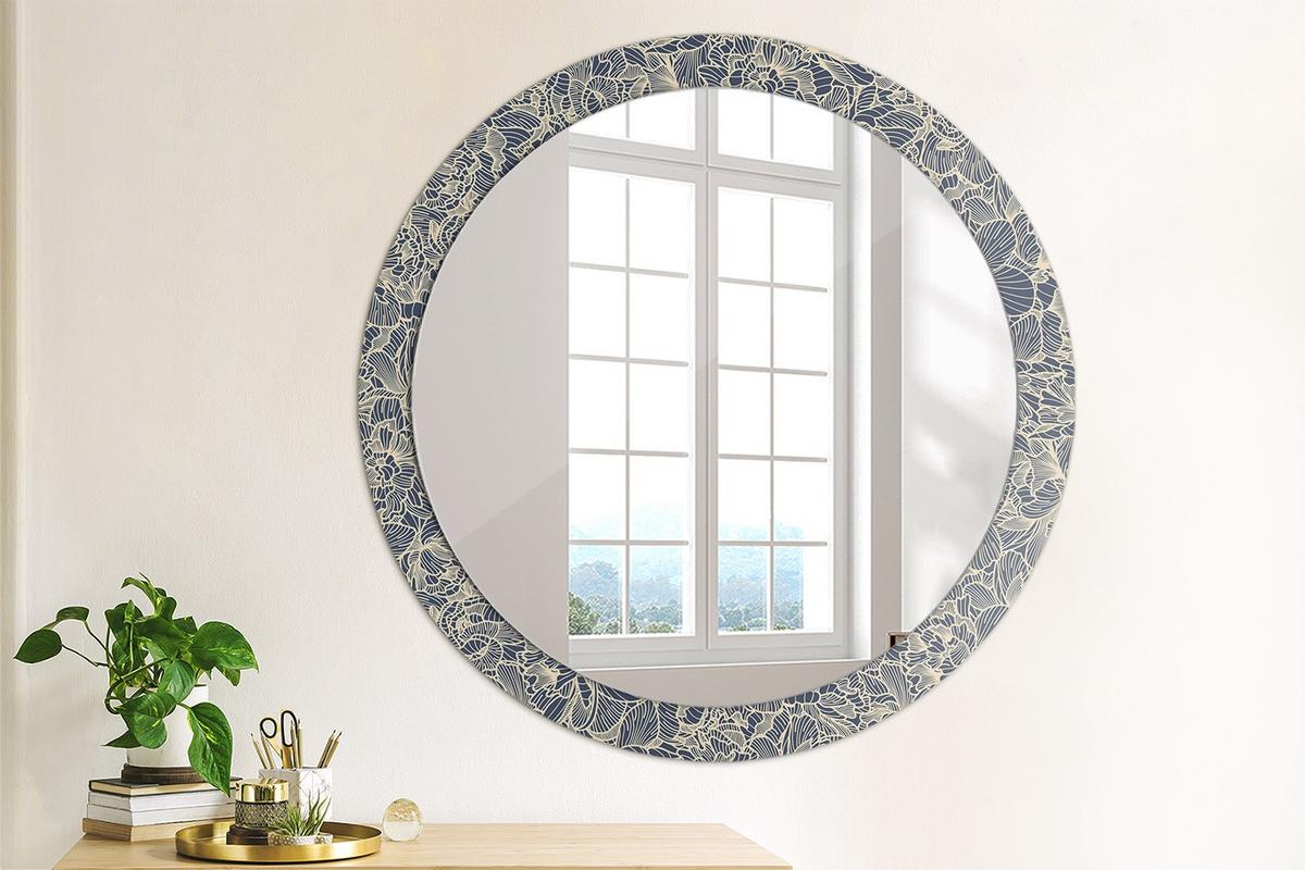 SPIEGEL Rund Ø 90 cm mit Aufdruck - Dunkelblau, Glas (90/90/0.4cm) - Wallfluent