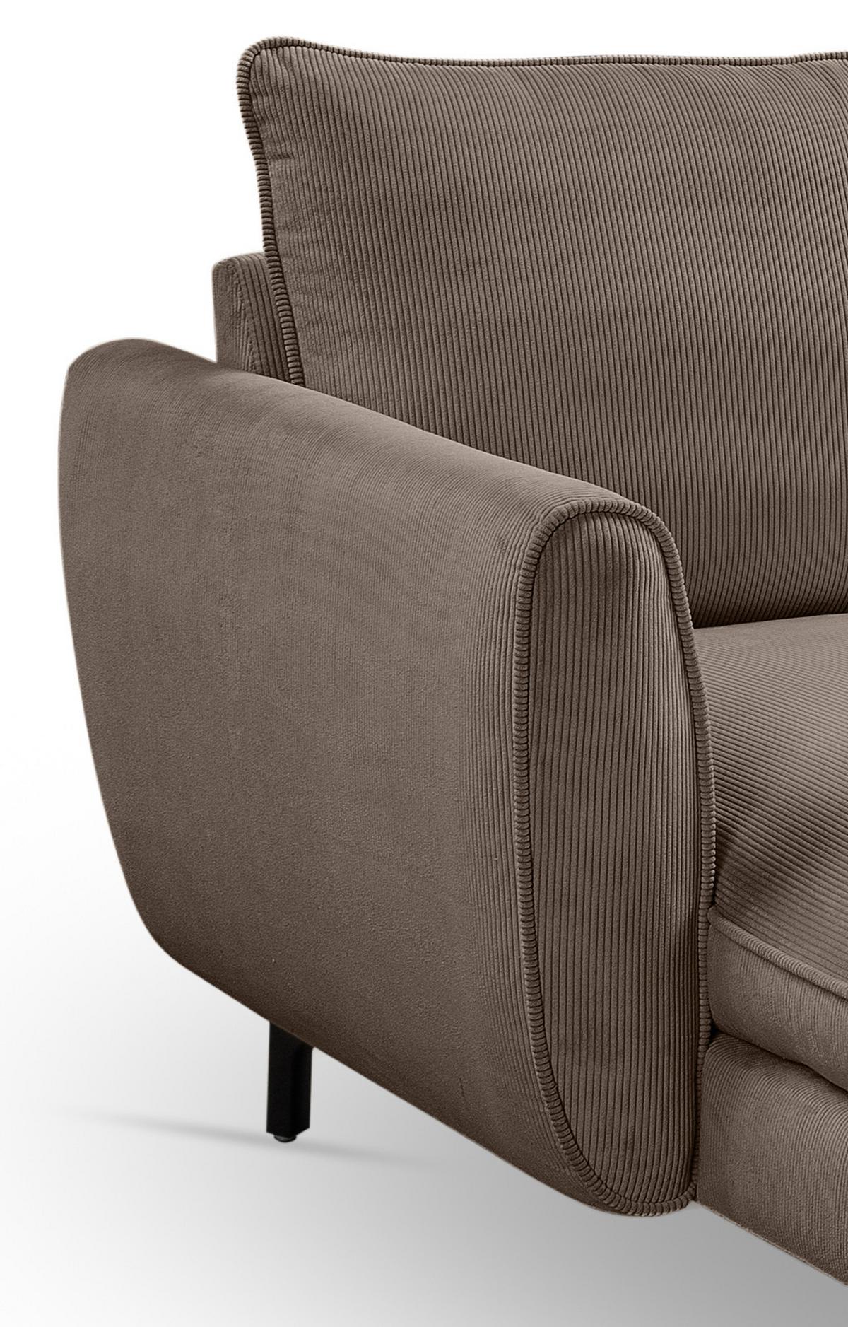 SOFA braun Cord-Stoff 202 x 361 cm, Wohnlandschaft U-Form - Schwarz/Braun, Holz/Textil (361/87/202cm) - Inn.Furn
