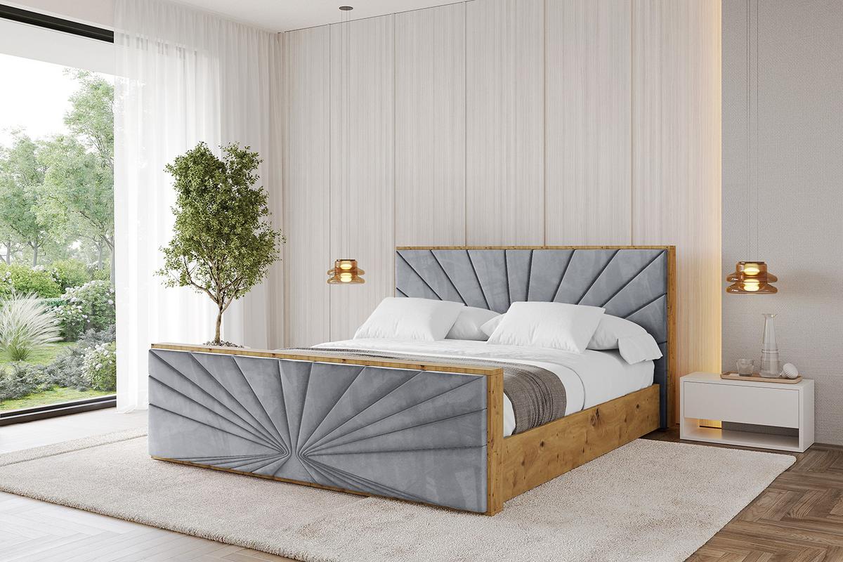 POLSTERBETT mit Bettkasten, Fußteil und Lattenrost, Boxbett mit Matratze H3/H4 - ENZO6-Z 120x200 Grau - Grau, Holzwerkstoff/Textil (120/200cm) - ALTDECOR