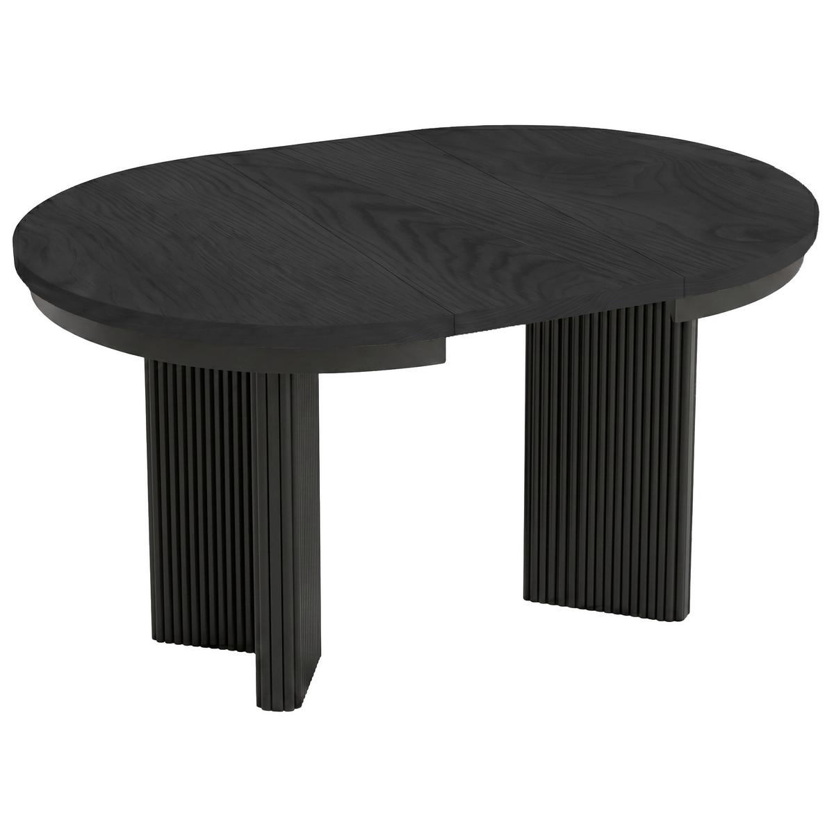 ESSTISCH Prestige runder Design-Tisch, ausziehbar Ø 100–180 cm, Schwarz+Schwarz - Schwarz, Metall (100/100/77cm) - Beautysofa