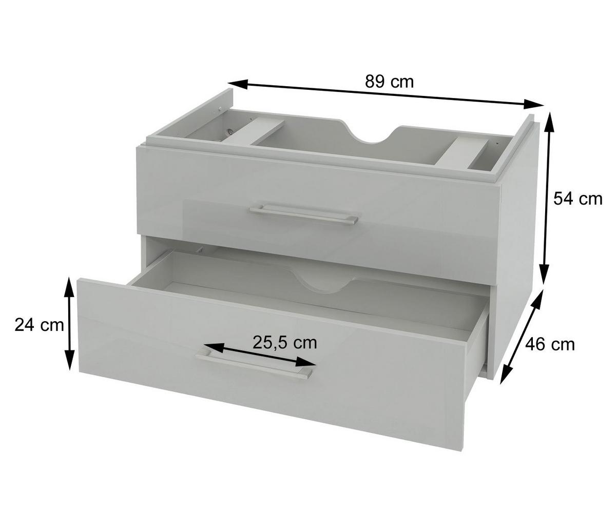 WASCHBECKENUNTERSCHRANK PREMIUM Grau - Grau, Holz (89/54/46cm) - MCW