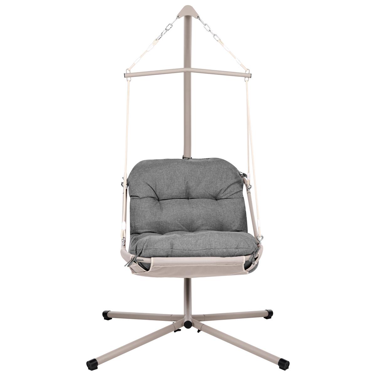 HÄNGESESSEL mit Gestell Metall Grau Alghero - Dunkelgrau/Beige, Textil (109/195/101cm) - Beliani