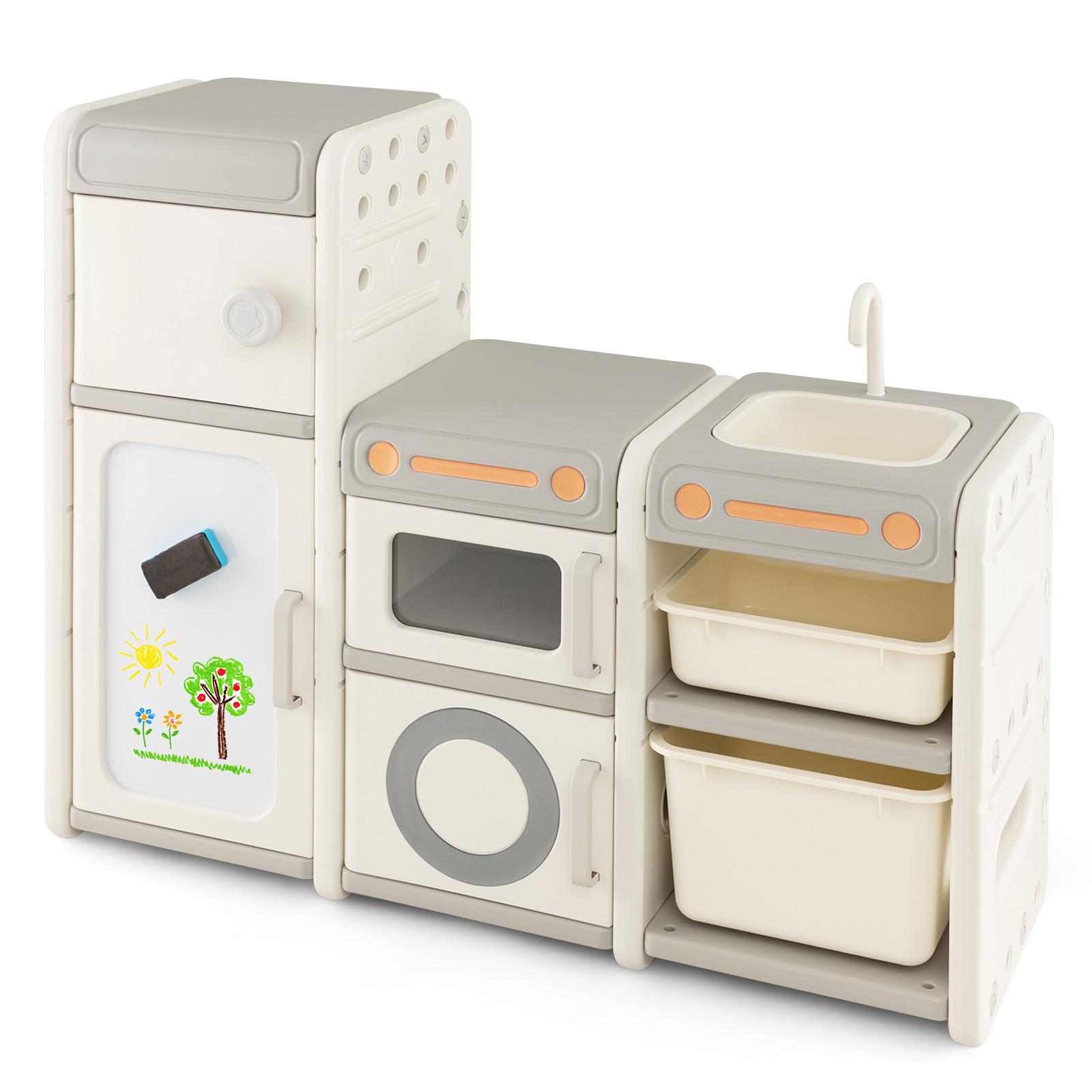 SPIELZEUGSCHRANK Für Kinder Beige - Beige, Kunststoff (116/98/38cm) - COSTWAY