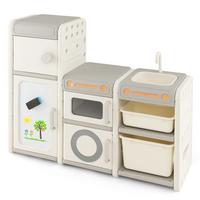 SPIELZEUGSCHRANK Für Kinder Beige - Beige, Kunststoff (116/98/38cm) - COSTWAY